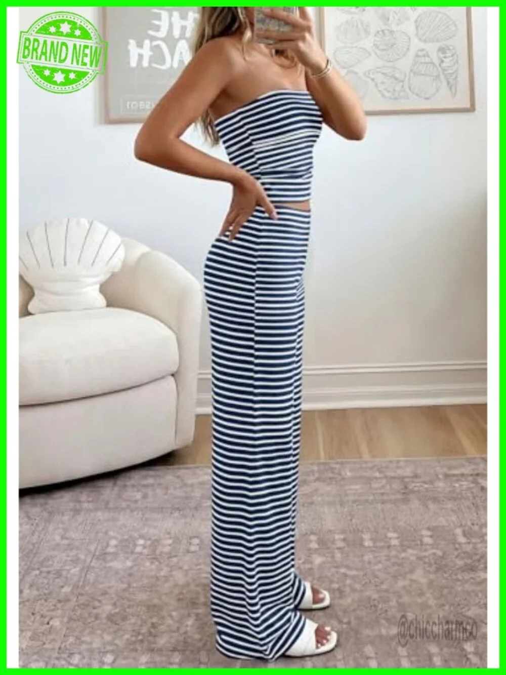 Two Piece Striped Sets Women Matching Loungewear Vacation Outfits Lightweight